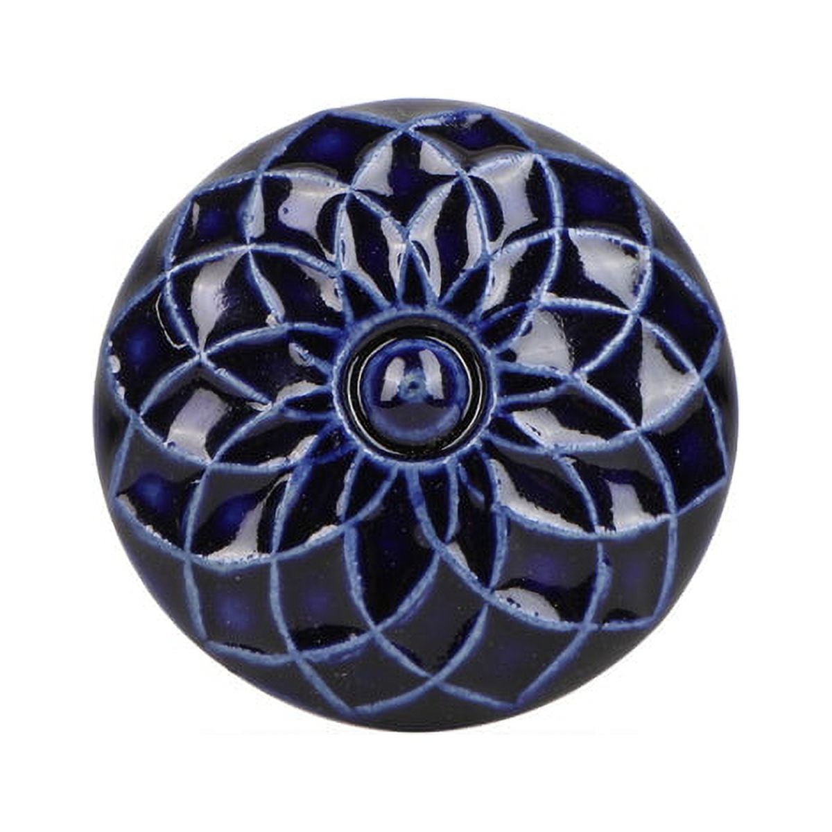 Set of Six Ceramic Beatriz Dark Blue Cabinet Knobs by Trinca-Ferro