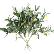 Coolmade 4 Pcs Artificial Olive Branch Simulation Greenery Home Office Table Ornament Plastic Fake Plant