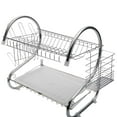 thumbnail image 2 of 2-Tier Dish Rack Kitchen Dish Cup Drying Rack Drainer Holder Stainless Steel Silver 15.74 x 14.57 x 9.84 inch, 2 of 6