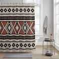 thumbnail image 3 of Abstract Stripes Shower Curtain, Black Orange Aztec Ethnic Tribal Stripes Geometric Waterproof Shower Curtain Set with 12 Hooks Lightweight Bath Curtains Fabric Bathroom Decor 36x72 Inches, 3 of 9