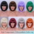 thumbnail image 2 of XmhyTop Shoulder-Length Straight Bob Wigs with Air Bangs, Honey Brown Natural-Looking Style , Premium Heat-Resistant Fiber, Women's Fashion Wigs，Dark Purple, 2 of 2