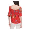thumbnail image 2 of Calvin Klein Smocked Chiffon Blouse Dark Watermelon Multi XL (US 14), 2 of 4