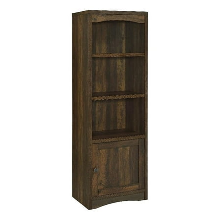 Pemberly Row Transitional 3-Shelf Engineered Wood Media Tower in Brown