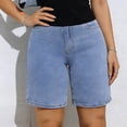 thumbnail image 2 of ClodeEU Women's High Waist Denim Shorts,Casual Stretch Jeans Shorts with Pockets Blue,Women's Plus L, 2 of 6