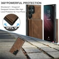 thumbnail image 6 of for Samsung Galaxy S24 Ultra Wallet Case, Minimalist Luxury PU Leather Magnetic Detachable Credit Card Holder, 2 in 1 Zipper ID Cash Slot, Magnetic Closure Kickstand Folio Flip Slim Cover,Brown, 6 of 7