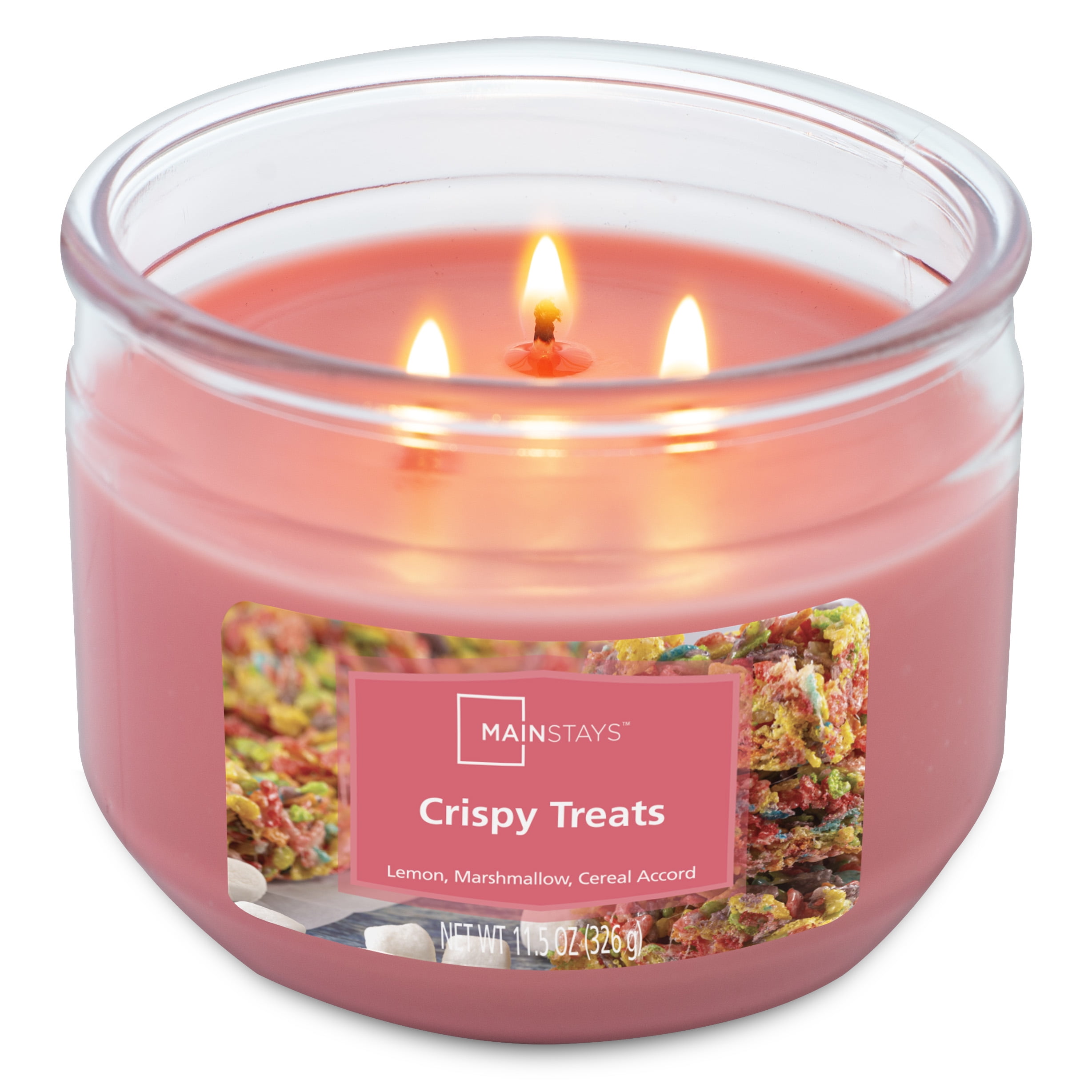 Mainstays 3-Wick Scented Glass Jar Candle, Crispy Treats, 11.5oz.