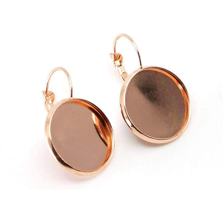 8-25 mm 10 pcs 8 Colors French Lever Back Earrings Blank Bezels Glass  Cabochons Earring Setting Blank Earring Base Cameo Bezels Tray for Jewelry  Making (Rose Gold, 18mm(0.71inch)*10pcs) 