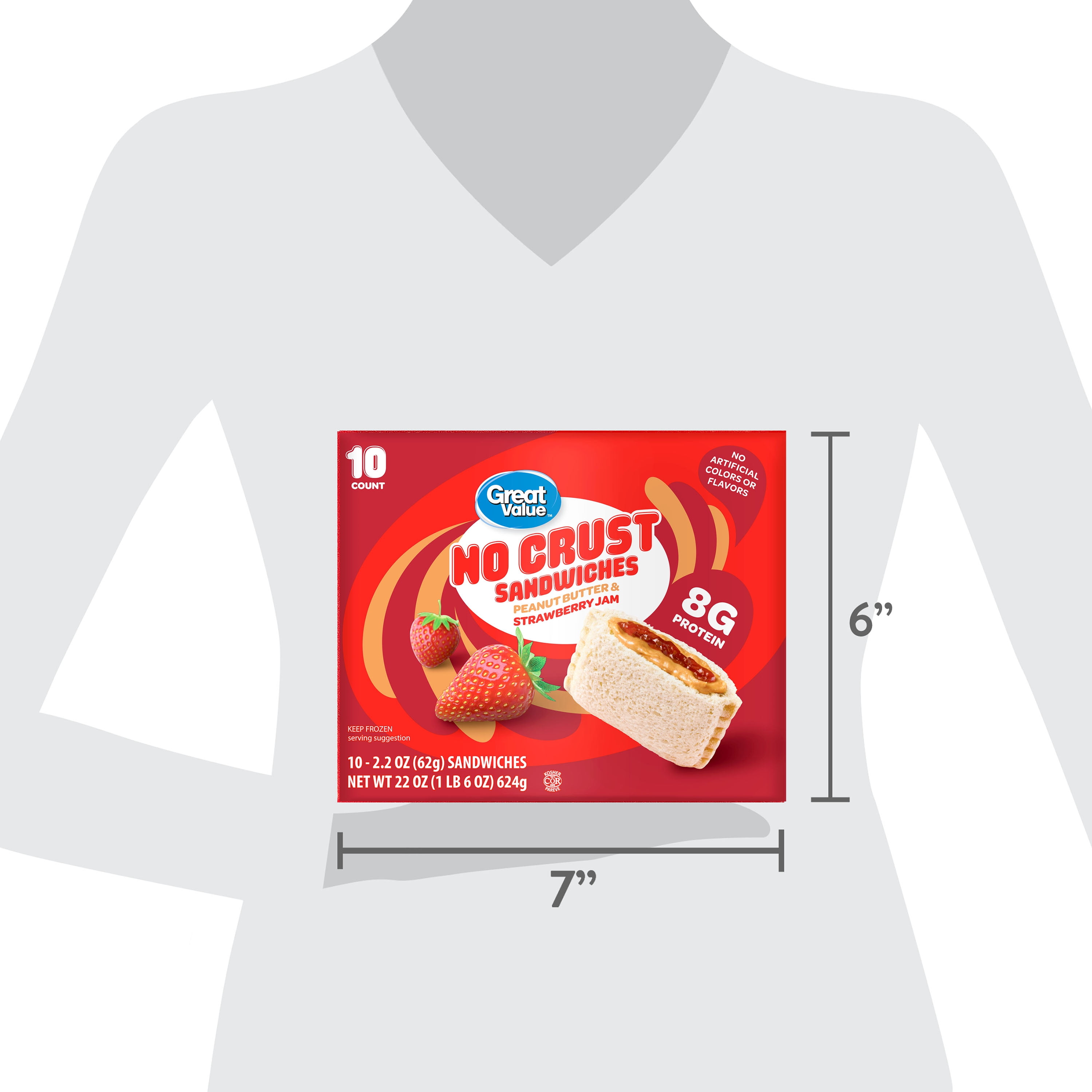 Great Value Frozen Peanut Butter and Strawberry Jam No Crust Sandwiches, 22 oz, 10 Count
