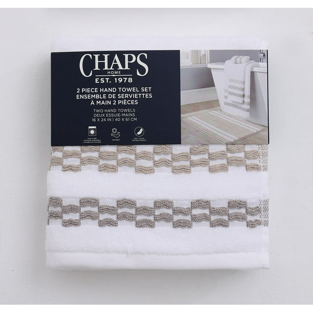 Ensemble de serviettes de luxe Chaps, paquet de 2, brun clair, 16" x 24"