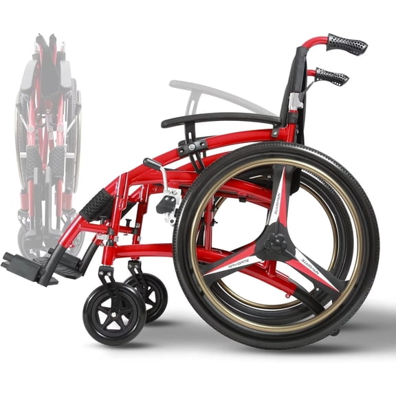 Folding Ergonomic Transport Wheelchairs,Sports Wheelchair for Adult,Self-propelled Manual Chair with Anti-Tipper, 24” Rear Wheels