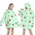 thumbnail image 2 of Manta de sherpa de invierno, sudadera con capucha a juego para la familia, sudadera para niña, ropa de hogar de aguacate_w, 2 of 4