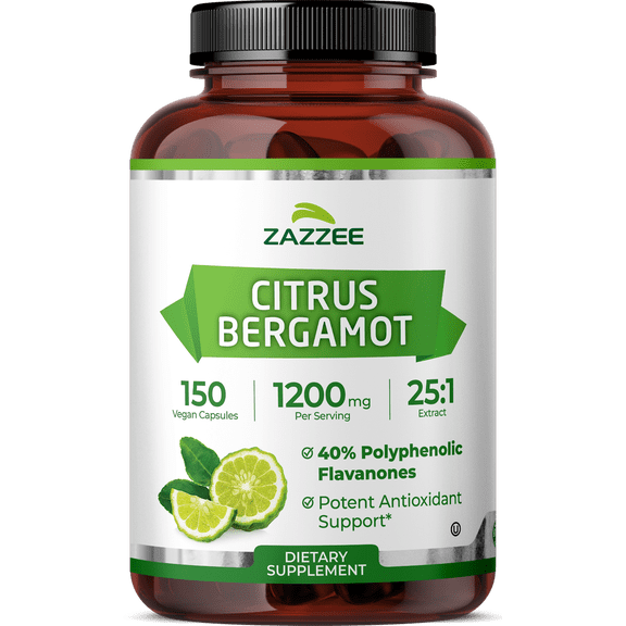 Zazzee Citrus Bergamot Polyphenolic Extract 1200 mg – 150 Vegan Capsules – Standardized for 40% Polyphenolic Flavanones – Supports Metabolic & Heart Health – Vegan • Non-GMO • Made in USA