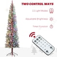 thumbnail image 4 of 9ft Prelit Flocked Pencil Christmas Tree with Remote - Green, 895 Tips, Dual Color LED Lights, Slim Design for Living Room & Entryway Decor, 4 of 7
