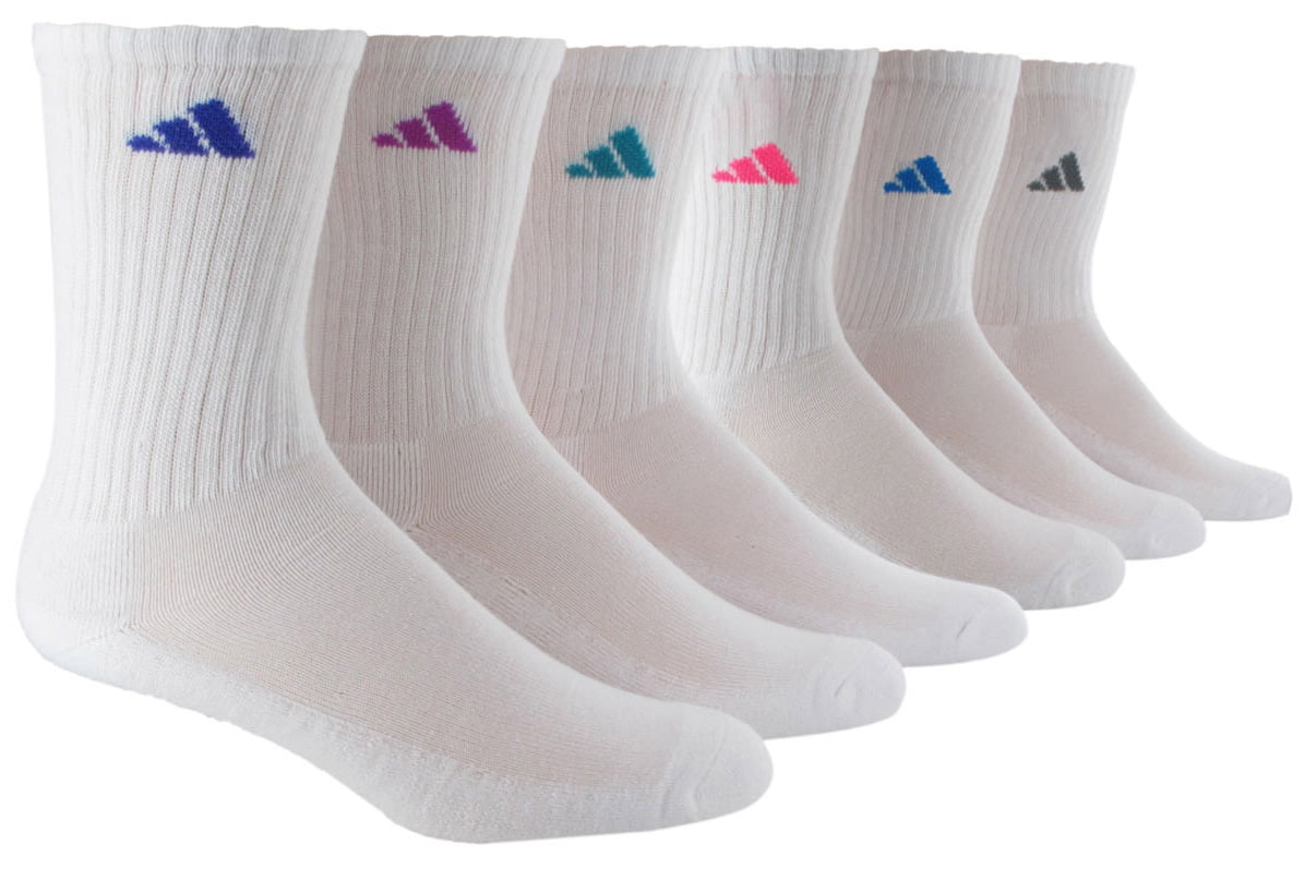 adidas Women's 6 Pack Crew Socks - Size: Size 9 - 10, Assorted Colors ...