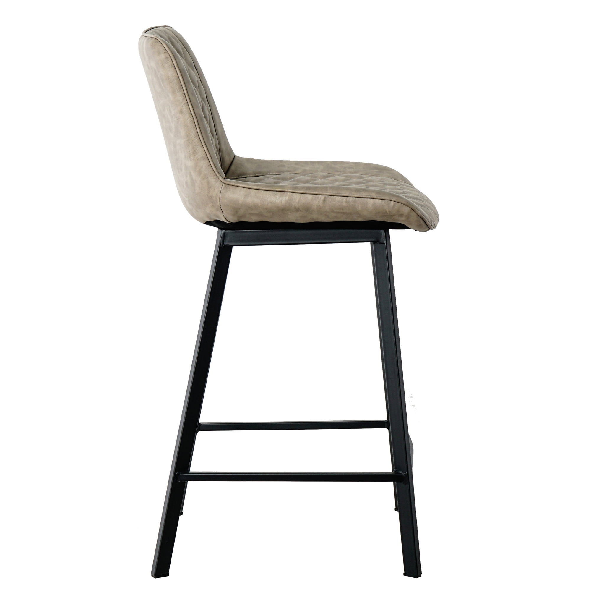 Topcobe 2 Pcs Modern PU Leather Leisure Barstool, 26" Counter Height Bar Chair with Low Back, Light Brown