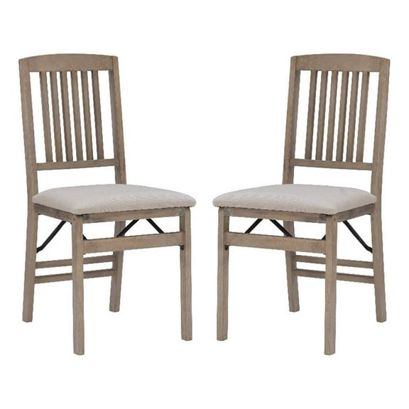 Pemberly Row Mission Back Wood Set of Two Folding Chairs in Graywash