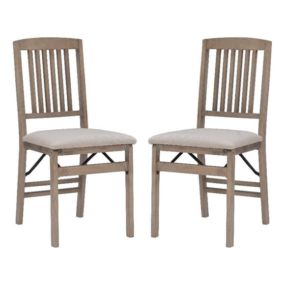 Pemberly Row Mission Back Wood Set of Two Folding Chairs in Graywash