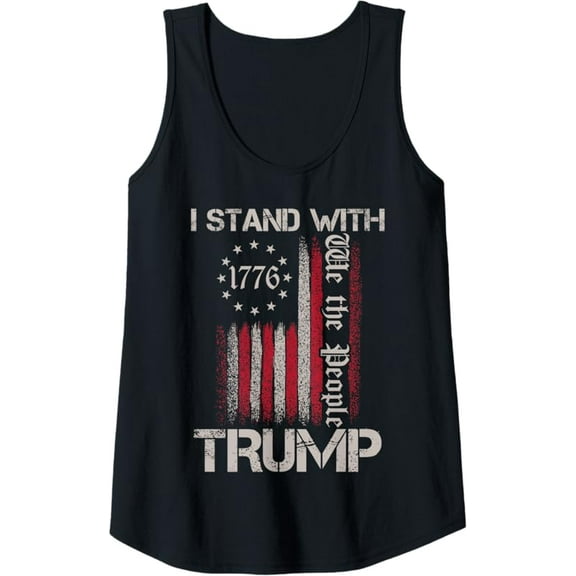 I Stand With Trump American Flag Men Woman USA Vintage Tee Tank Top