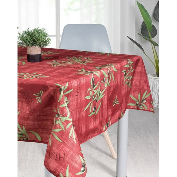 Provence Olive Red100% Polyester, Stain Resistant Tablecloth 94 x 59 inch