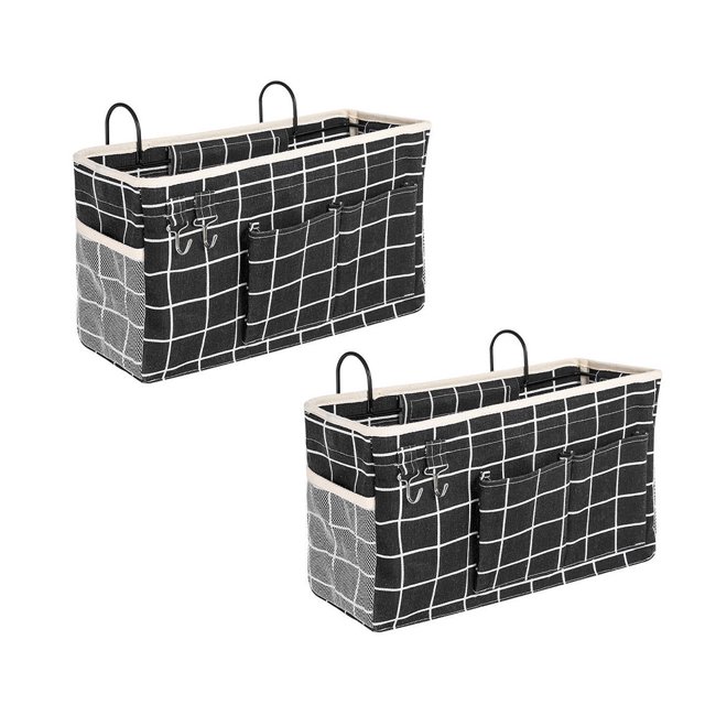 Injueey Bolsa de almacenamiento para cabecera de cama, 2 piezas, para el hogar, dormitorio, múltiples bolsillos, organizador colgante, bolsas de Almacenamiento y organización del hogar Tipo 1 Injueey HA068368-01