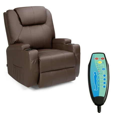 Gymax 8 Point Massage Recliner Chair Heated Swivel