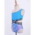 thumbnail image 5 of Aislor Kids Girls 1Ps Swimsuit Single Shoulder Strap Bodysuit Letter Print Bathing Suit Beach Swimming, 5 of 7
