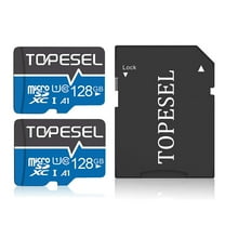 Topesel 128GB Micro SD Class 10 U1 Flash Memory Card with Adapter, 2 Total Count, Blue