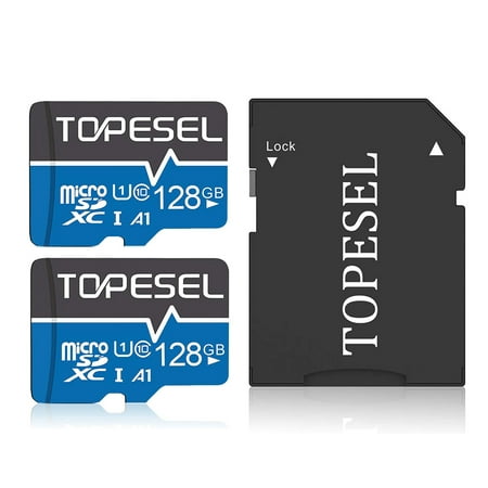 2 Pack 128GB Micro Sd Card with Adapter TOPESEL Class 10 U1 TF Card High Speed Memory Card for Nintendo Switch Camera Phone Drone Blue