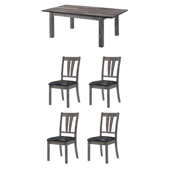 Bowery Hill 5 Piece Extendable Dining Set in Gray Oak/Black