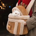 thumbnail image 4 of Bolsa portamascotas de invierno, Gato cálido, mochila portátil de viaje para cachorros y gatos, doble hombro, bolsa para salir con cabeza de mascota, novedad de 2022, 4 of 5
