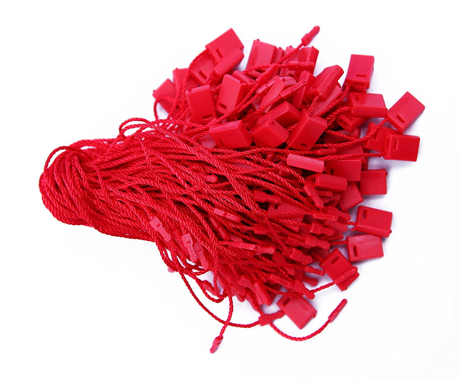 7" 100 Pcs Red Hang Tag Nylon String Snap Lock Pin Loop Fastener Hook