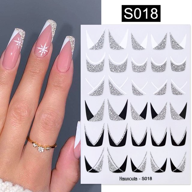 Harunouta 3D Pegatinas De Uñas De Oro Negro Plantas DIY Decoración