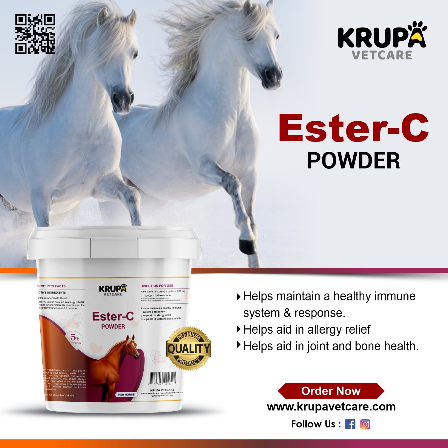 Buy Vitamin C for horse Ester C Powder Allergy Immune Supplement