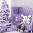 thumbnail image 4 of Christmas Throw Pillow Covers 18x18 4 pcs, Merry Christmas Xmas Winter Snowflake Decorative Holiday Cushion Pillow Cases 18 x 18 Indoor Farmhouse Home Room Couch Sofa Decor (Purple), 4 of 6