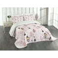 thumbnail image 3 of Ambesonne Pink Quilted Bedspread Set 3 Pcs, Drawing Pattern Wedding, Queen Size, Pink White Black, 3 of 5