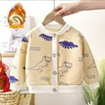 thumbnail image 2 of Odeerbi Kids Boys Girls Knit Cardigan Sweater Fall Winter Thermal Sweater Baby Children's Plush Thickened Knitted Sweater New Cardigan Tops Kids Clothes Beige, 2 of 3