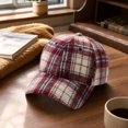 thumbnail image 5 of Garbnen Unisex Fall Winter Vintage Plaid Baseball Cap, Curved Brim Adjustable Back Strap Dad Hat, Soft Thick Fabric Daily Outdoor Hat For Women Men Wine, 5 of 6