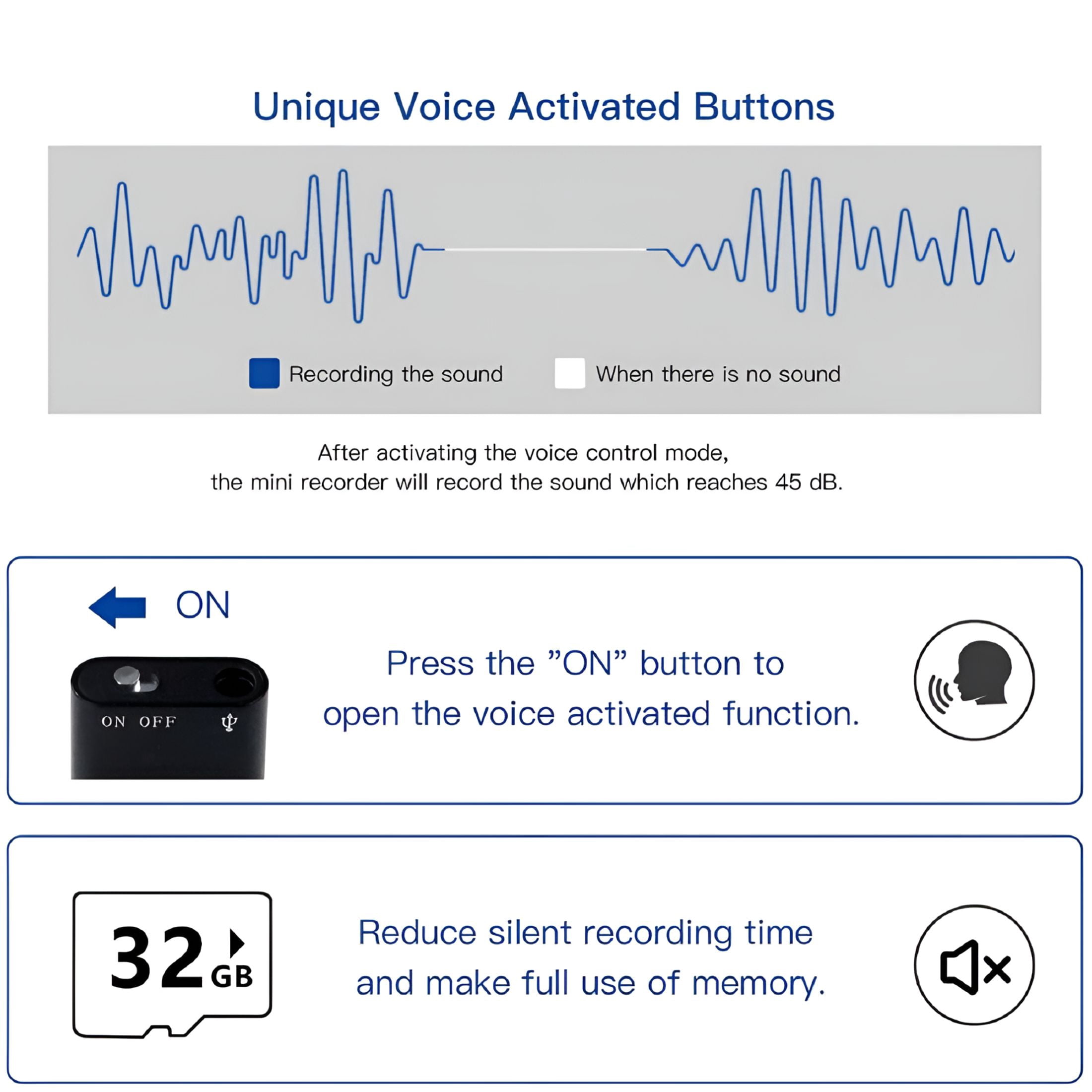 GJX 2026 New 32Gb Mini Voice Activated Recorder with Playback,Black,For Recording,Meetings,Interviews,Lectures,Personal Use,Voice Memos