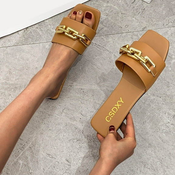 Jsaierl Platform Sandals for Women Casual Summer Square Toe Sandals Comfy Slip On Sandals Bohemian Wedding Sandal Size 4.5