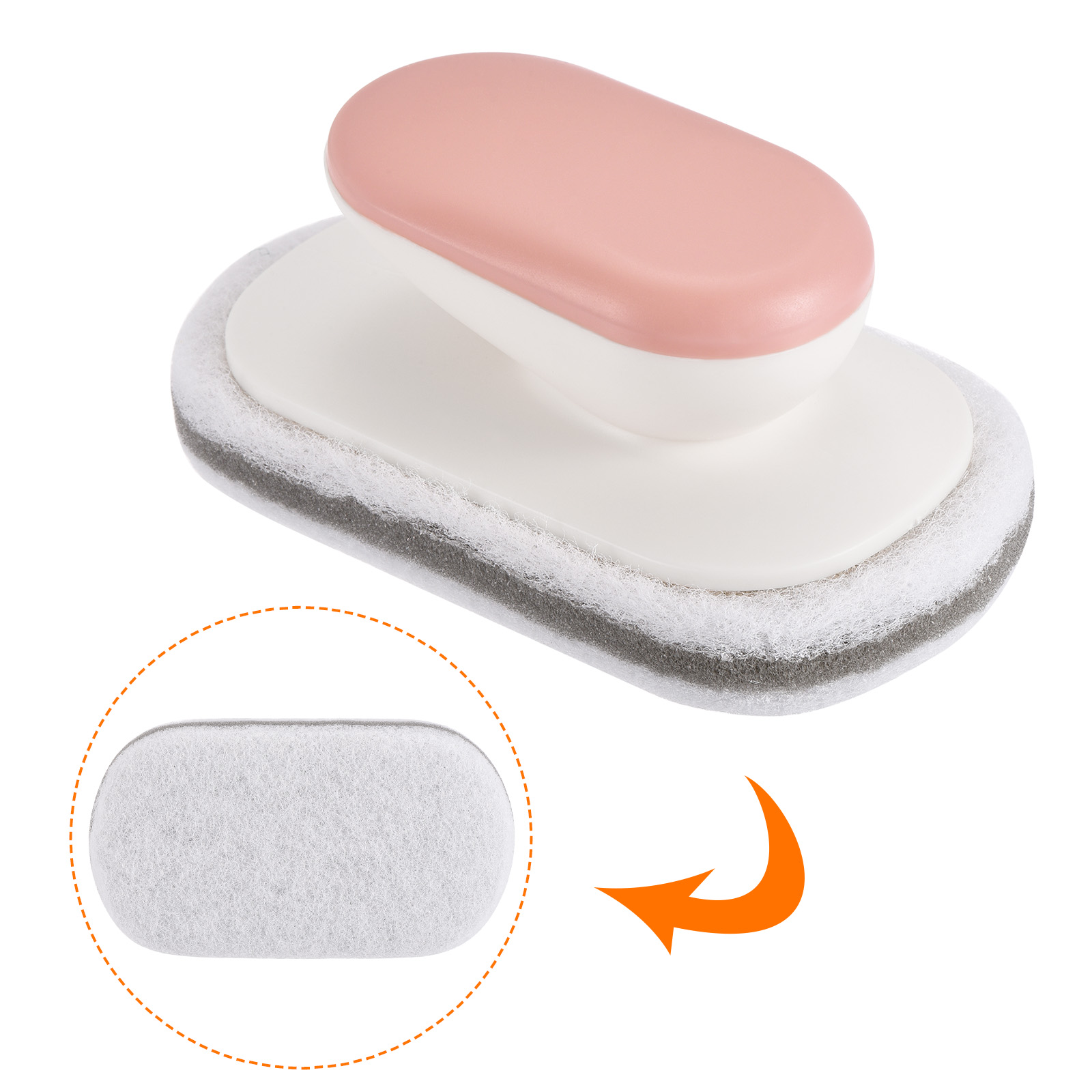 Unique Bargains Cleaning Brush Kitchen Scrub Bathtub Sponge Washing Tools Pink