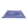 thumbnail image 2 of Ahgly Company Machine Washable Indoor Round Medallion Blue Traditional Area Rugs, 4' Round, 2 of 4