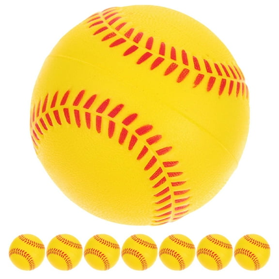 8 Pcs Practice Training Baseballs Soft for Kids Bucket Small Child Student Yellow