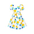 thumbnail image 2 of Robe Fille Vintage Manches Courtes Bleu Jaune à Pois Coton Décontractée 7 Ans, 2 of 6