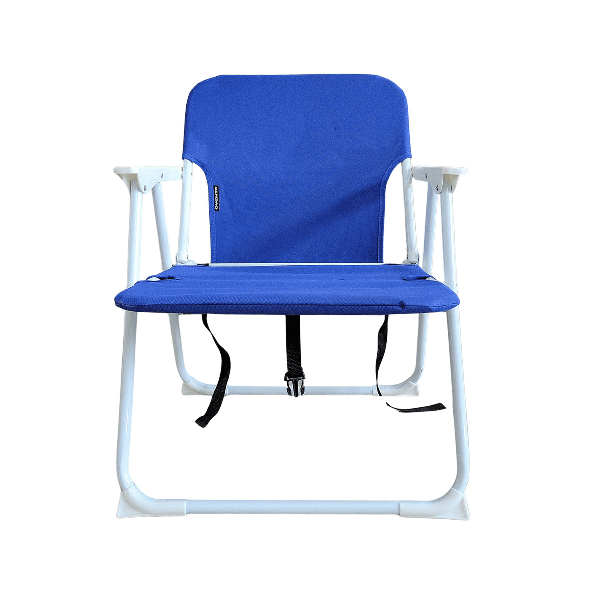 OVENTE Portable Beach Chair, Lightweight, Ergonomic Design, Blue CHR011BL | Foldable Camping Chair with Hard Armrest, Backrest and Pocket for Storage, Ideal for Travel, Hiking and Picnic