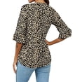 thumbnail image 4 of Shine Up Blouses for Womens Floral Print Tunic Tops Summer V-Neck 3/4 Ruffle Sleeve Blouse, 4 of 7