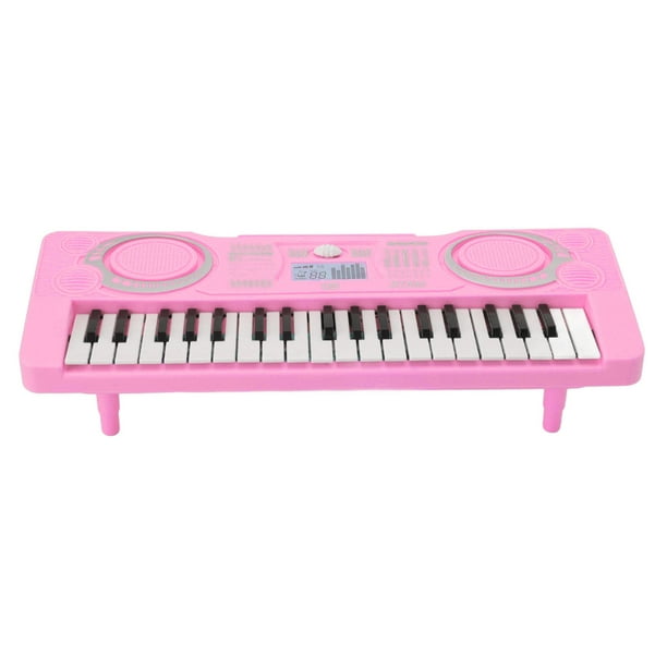 Teclado de piano para niños de 37 teclas que mejora la coordinación mano-ojo, instrumento educativo musical rosa