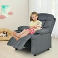 thumbnail image 4 of Costway Kids Youth Recliner Chair PU Leather w/Cup Holders & Side Pockets Gray, 4 of 10