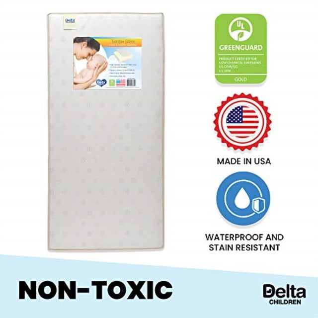 Photo 1 of Delta Children Twinkle Stars Fiber Core Crib and Toddler Mattress | Waterproof | Lightweight | GREENGUARD Gold Certified (Natural/Non-Toxic)