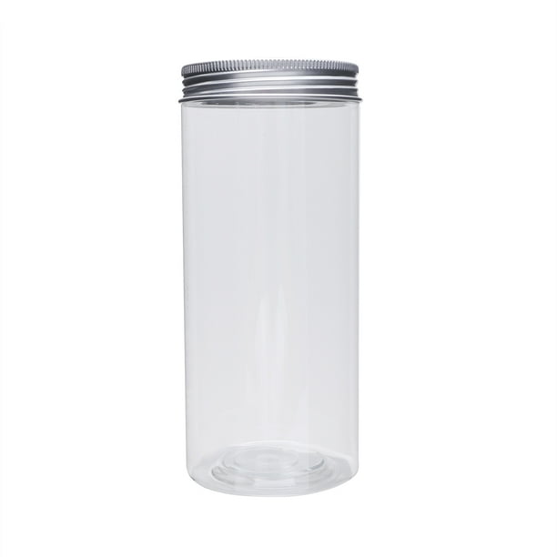 EeaseMX 6 latas de plástico transparente para alimentos, botellas de plástico, latas de almacenamiento, latas selladas, botellas para envasado de alimentos (tapa de aluminio)