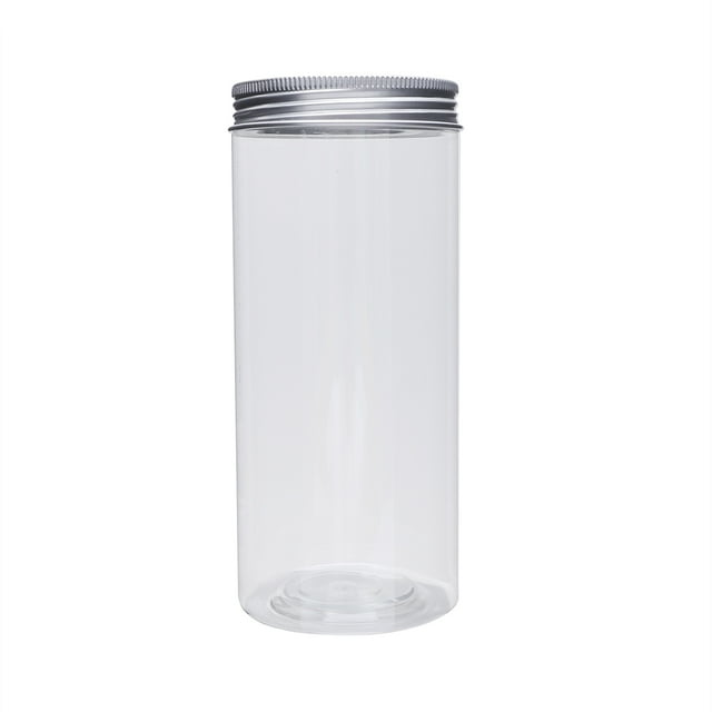 6 latas de plástico transparente para alimentos, botellas de plástico, latas de almacenamiento, latas selladas, botellas para envasado de alimentos (tapa de aluminio)